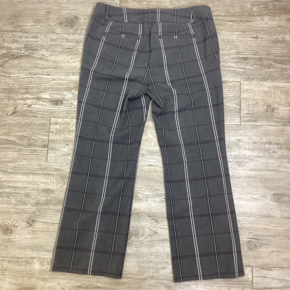 LOFT Women’s Black Grey Stripes Plaid Pants MARISA Pant (straight wide leg) - Picture 3 of 4